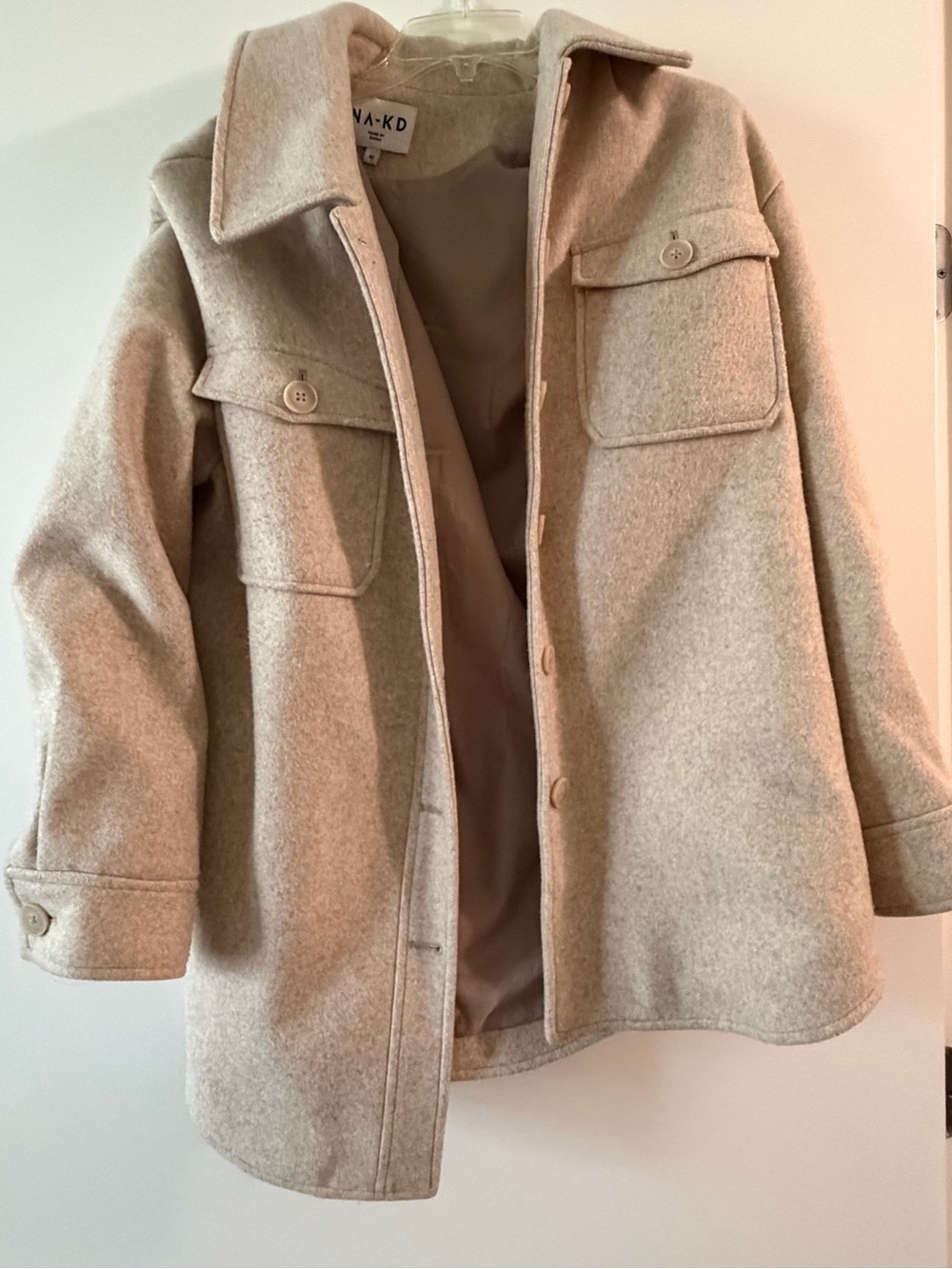 NA-KD Beige Shacket Coat